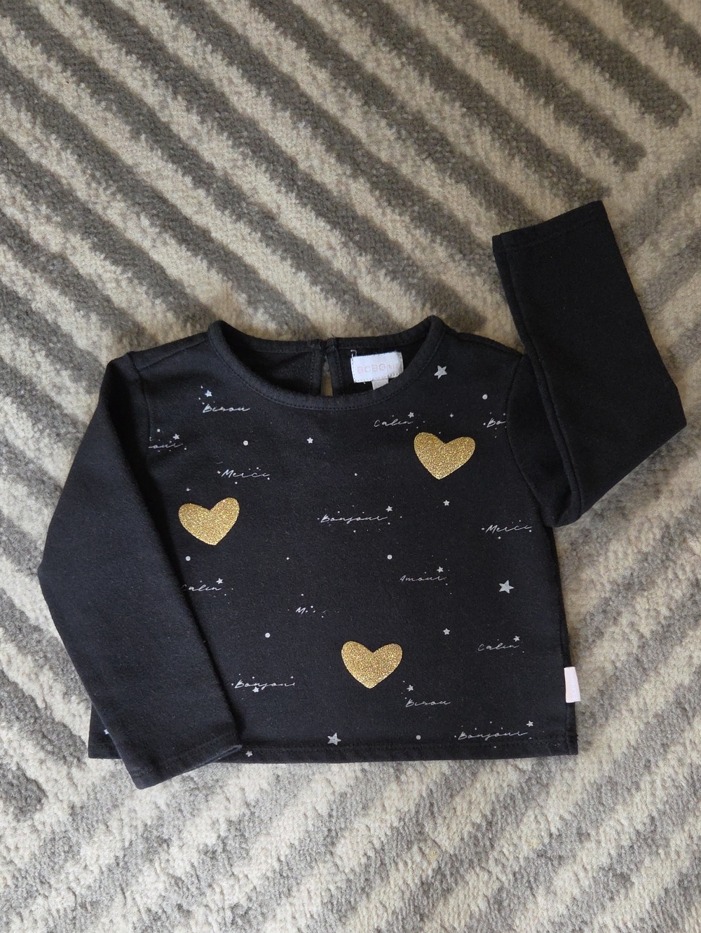BCBGMaxAzria French Sweatshirt with Gold Hearts Size 2T